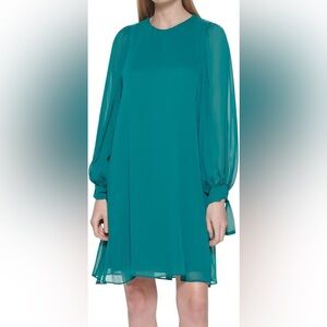 Calvin Klein Tie-Sleeve Shift Dress Size 14